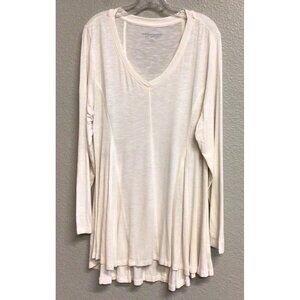 Soft Surroundings Tunic Top Perfect A-line Long Sleeve V-Neck Ivory Size Large
